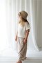 Linen Line Brown and White Samurai Shalwar + Cream Linen Samurai Blouse - 2