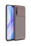 حافظة لهاتف هواوي P Smart S (Y8P) بنمط كربون لوكس نيغرو سيليكون بني + واقي شاشة كامل