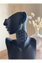 Wood Carved Dangle Bohemian Black Earrings