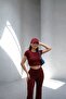 Mila Burgundy Bodycon Stretch Knitted Crop Tshirt and Spanish Flare Leggings Y2K Top-Bottom Set - 3