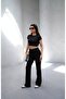 Mila Black Bodycon Stretch Knitted Crop Tshirt and Spanish Flare Leggings Y2K Bottom-Top Set - 3