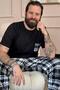 Black Khaki Plaid Pocket Detail Short Sleeve Men's Pajama Set
