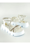 High Sole Cross Stone and Elastic Girl's Sandals Shoes - 4
