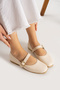 Women's Cream Ballerina Comfortable Lightweight Non-Sound Orthopedic Daily Mother Shoes Home Office Outdoor Shoes - 2