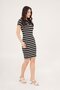 Ribbed Striped Polo Neck Black Dress - 6