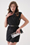 Simple Design Oval Buckle Faux Leather Thin Black Belt 7400 - 6