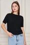 Women's Crew Neck Short Sleeve Knitwear Blouse Basic Blouse 25222 Black