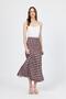 Burgundy Polka Dot Pattern Satin Midi Skirt 9416 - 6