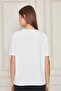 Women's Crew Neck Short Sleeve Knitwear Blouse Basic Blouse 25222 Ecru - 4