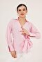 Double Breasted Collar Pink Shirt with Side Tie Detail - 6