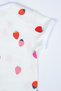 100% Cotton Strawberry Printed 2-Piece Baby Girl Bodysuit - White - 3