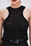 Black Halter Sleeve Tank Top - 2