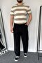 Beige Striped Knitted Knitwear T-shirt - 2
