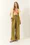 Women's Oil Green High Waist Wide Elastic Oversize Palazzo Trousers 80165 60271071 - 3