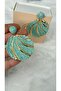 Straw Drawstring Gold Color Detailed Round Bohemian Earrings
