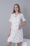 Shirt-Collar, Front-Buttoned, Sleeve-Ruffle-Detail Woven Fabric Nightgown for Pregnant Women and New Mothers - 5