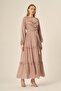 Women's Comfortable Fit Glitter Dress Beige 31144 - 4