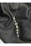 Silver Colorful Zircon Stone Design Y Necklace Stylish Steel Necklace - 3