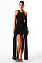 Olivia Halter Neck Mini Dress with Train (Black) - 3