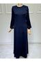 Women's Crystal Combed Fabric Bias Collar Buckle Detailed Dress - 2
