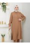 Beige Colored Long Shirt Set - Battal Hijab - 5