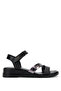 Women's Genuine Leather Black/Anthracite Heeled Sandals