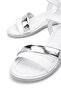 Women's Genuine Leather White/Lame Heeled Sandals - 4