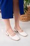 Open Back Blunt Toe Short Heel Pearl Daily Comfortable Ballerina Women's Heeled Shoes - 3