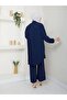 Navy Blue Long Size Shirt Set - Oversized Hijab Set - 3