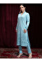 Women Blue Floral Kurta and Trouser Set - 2