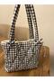 Gingham Puff Shoulder Bag Pinterest Handbag Large Purse Makeup Handbag Black Arm Bag