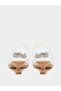 Metallic Flower Detail Transparent Strap Kitten Heel Sandals - 4