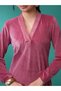 Women Pink V Neck Long Sleeves Gotta Patti Kurta - 5