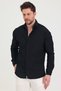 Men's Slim Fit Slim Fit Long Sleeve Shirt with Self-Stripe Detail - 5