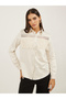 Solid Lace Insert Regular Fit Shirt with Fringe Detail - 3