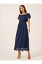 All-Over Lace Square Neck A-Line Midi Dress - 2