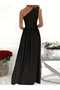 Women's Asymmetrical Neck Slit Maxi Length Crepe Evening Dress - 5