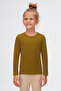 Olive Green Basic Seasonal Lycra Long Sleeve Girls' T-Shirt - 2