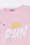 Run Printed Combed Cotton Shorts-T-Shirt Girls-Boys Set - Coppa - Pink - Age 4 - Frnd00000002-43 - 4