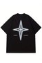 Star and Letter Printed Casual Loose T-Shirt, Crew Neck Short Sleeve Top for Spring and Summer, Women's Clothing - 2