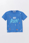 Run Printed Combed Cotton Shorts-T-Shirt Girls-Boys Set - Coppa - Indigo - Age 6 - Frnd00000002-21 - 3