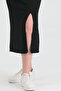 Women's Slit Black Dress - 5