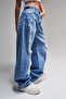 Women's Blue Denim Color Lotus 10S5-4 Baggy Fit 100% Cotton Belt Detailed Denim Jean - 5