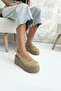 Beige Straw Wedge Heel Women's Shoes V4214 - 5