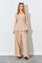 Women's Mink Strapless Blouse Palazzo Pants Suit - 2