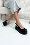 Black Skin Wedge Heel Women's Shoes V4214 - 3