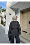 Black Drape Collar Blouse Trousers Set - 8625 - 2