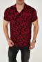Burgundy Color Patterned Viscose Men's Shirt - 3