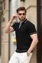 Black Buttoned Polo Neck Knitwear Men's T-Shirt E7408 - 2
