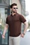 Brown Polo Neck Knitwear Men's T-Shirt E7417 - 2